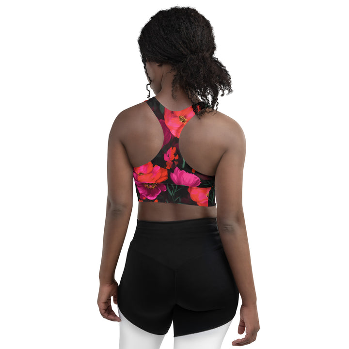 [Floral Bloom] Night Flora Longline sports bra Sports Bra The Hyper Culture