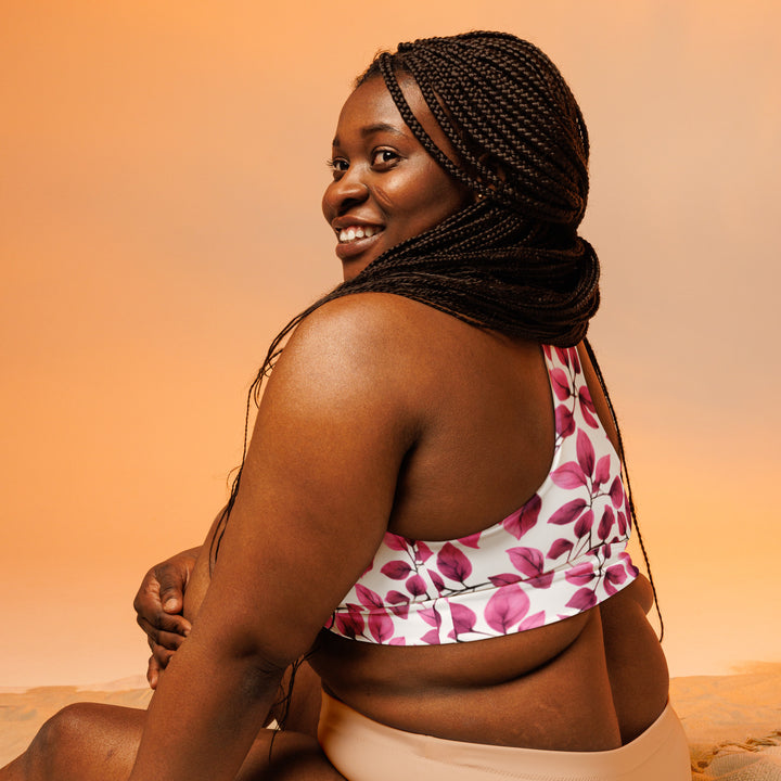[Floral Bloom] Love Leaf Longline Sports Bra Sports Bra The Hyper Culture