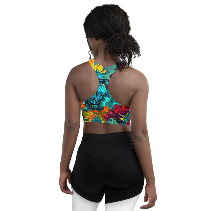 [Floral Bloom] Neon Longline Sports Bra Sports Bra The Hyper Culture