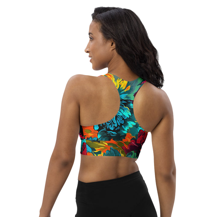 [Floral Bloom] Neon Longline Sports Bra Sports Bra The Hyper Culture