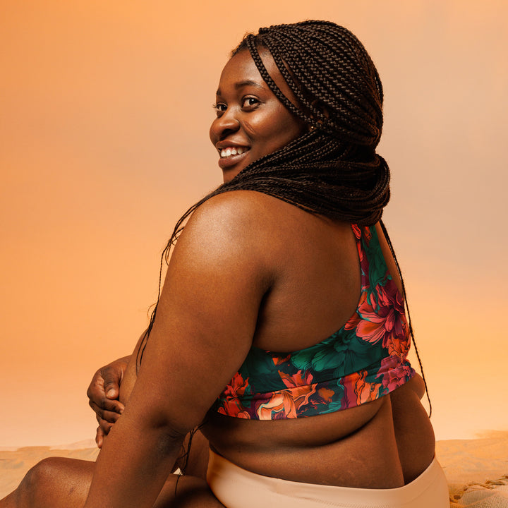 [Floral Bloom] Emerald Bliss Longline Sports Bra Sports Bra The Hyper Culture
