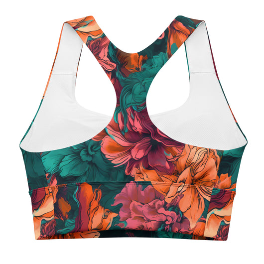 [Floral Bloom] Emerald Bliss Longline Sports Bra Sports Bra The Hyper Culture