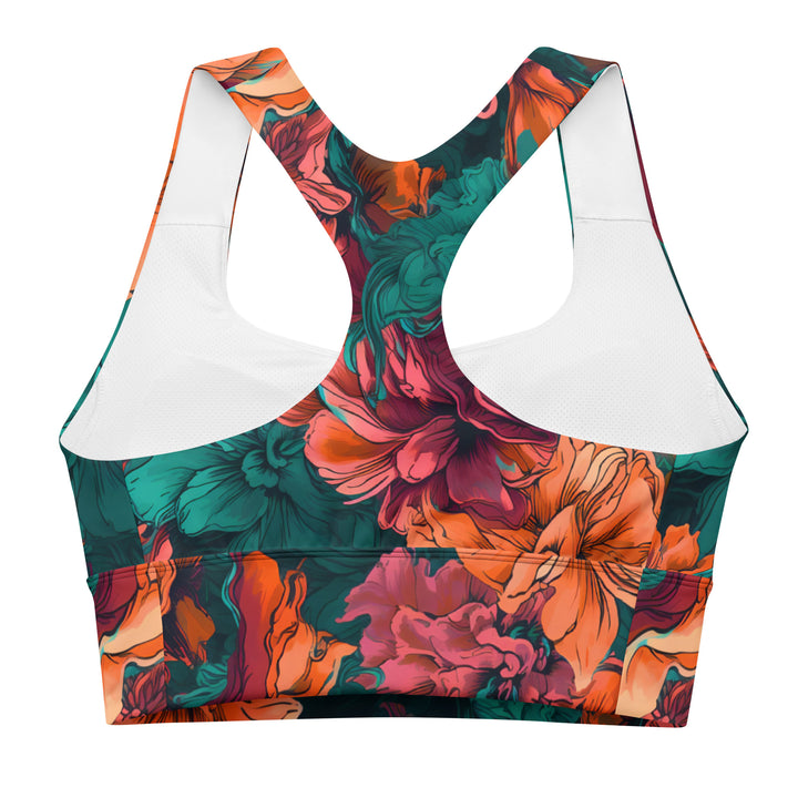 [Floral Bloom] Emerald Bliss Longline Sports Bra Sports Bra The Hyper Culture