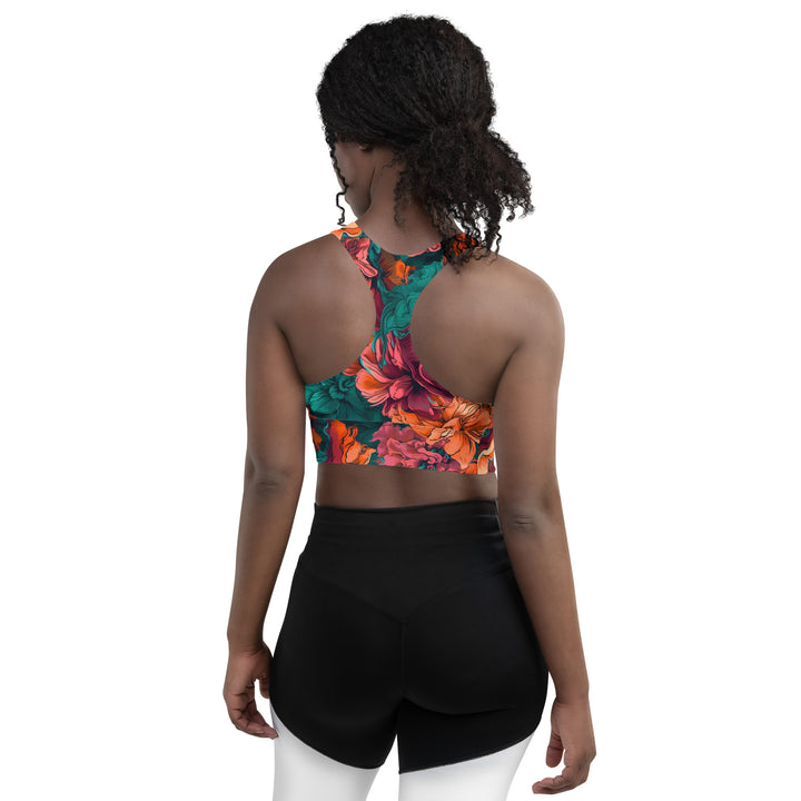 [Floral Bloom] Emerald Bliss Longline Sports Bra Sports Bra The Hyper Culture