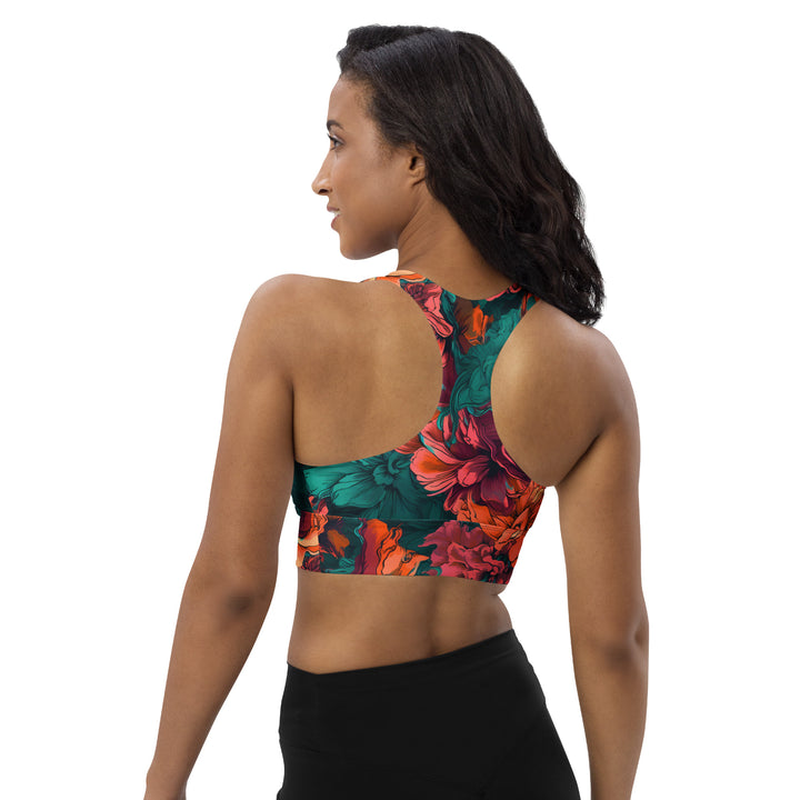 [Floral Bloom] Emerald Bliss Longline Sports Bra Sports Bra The Hyper Culture