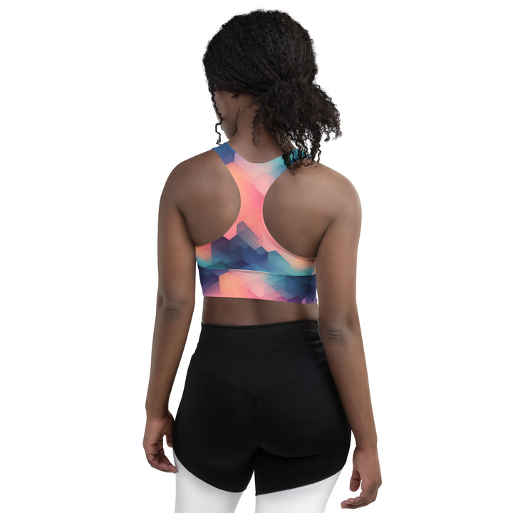 [GeoModa] Cubic Blush Longline Sports Bra Sports Bra The Hyper Culture
