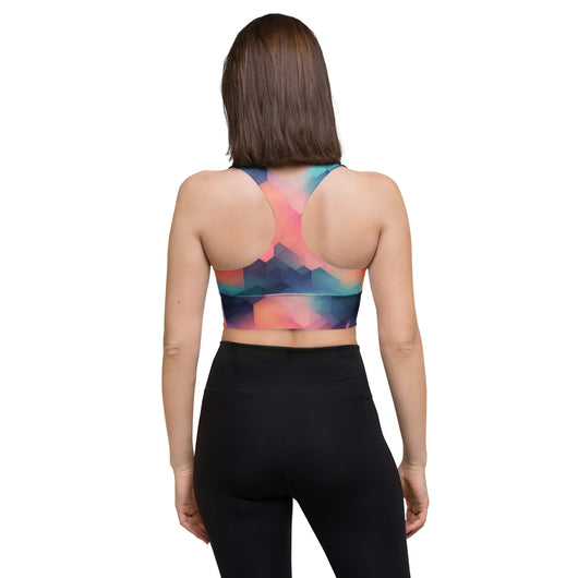 [GeoModa] Cubic Blush Longline Sports Bra Sports Bra The Hyper Culture