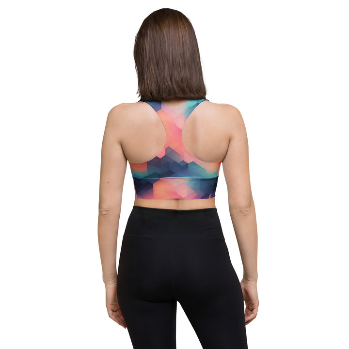 [GeoModa] Cubic Blush Longline Sports Bra Sports Bra The Hyper Culture