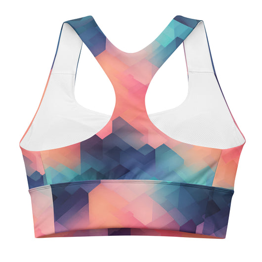 [GeoModa] Cubic Blush Longline Sports Bra Sports Bra The Hyper Culture