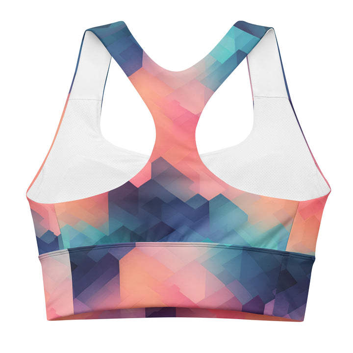 [GeoModa] Cubic Blush Longline Sports Bra Sports Bra The Hyper Culture