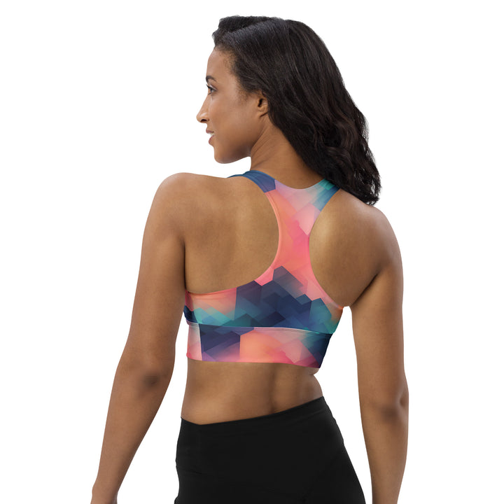[GeoModa] Cubic Blush Longline Sports Bra Sports Bra The Hyper Culture