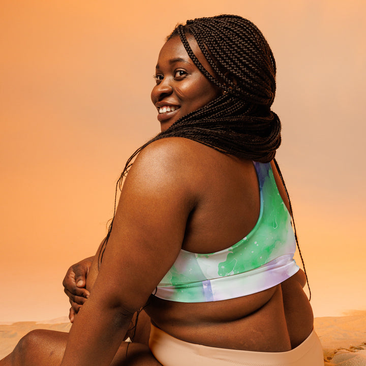 [Luxe Chic] Inky Spill Longline Sports Bra Sports Bra The Hyper Culture