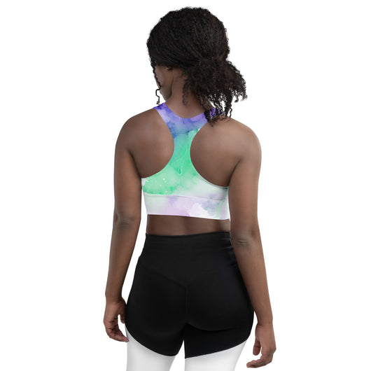 [Luxe Chic] Inky Spill Longline Sports Bra Sports Bra The Hyper Culture