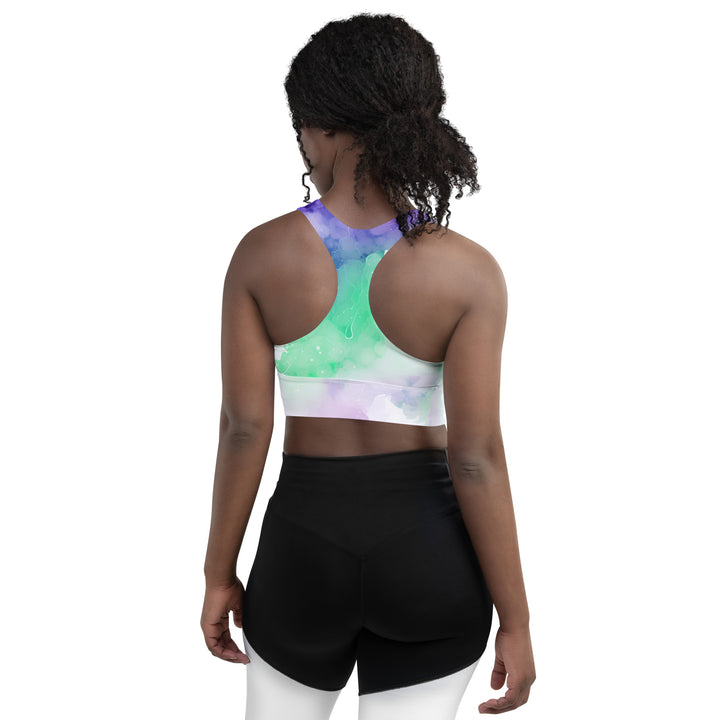 [Luxe Chic] Inky Spill Longline Sports Bra Sports Bra The Hyper Culture