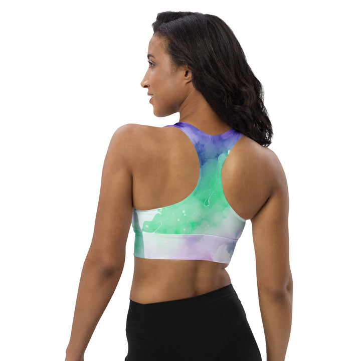 [Luxe Chic] Inky Spill Longline Sports Bra Sports Bra The Hyper Culture