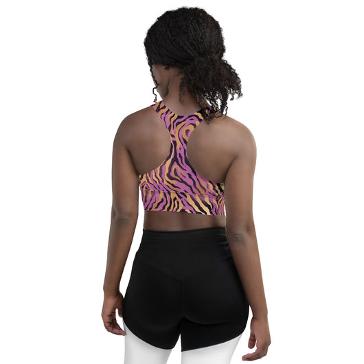 [Wild Side] Purple Stripie Longline Sports Bra Sports Bra The Hyper Culture