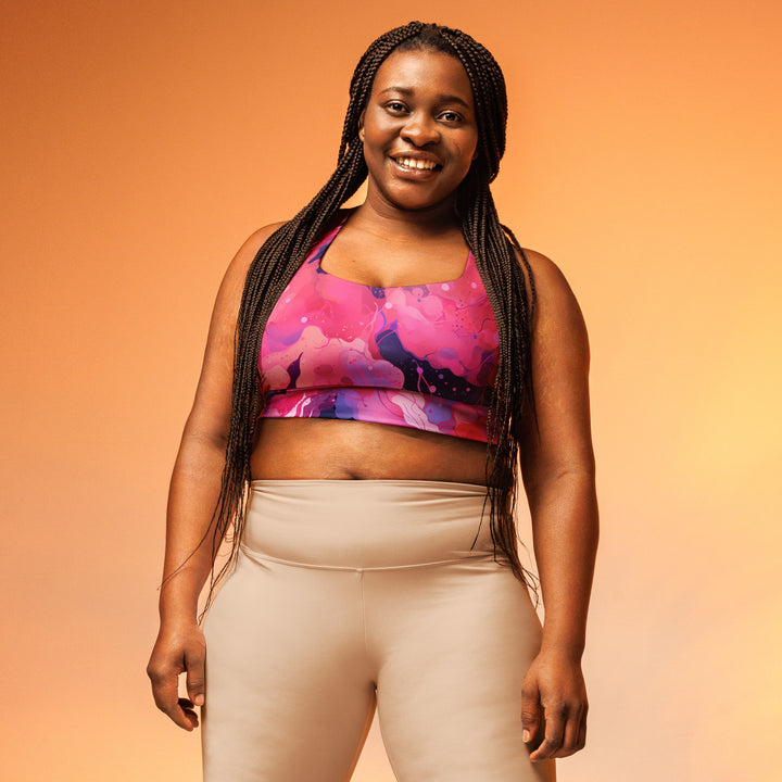 [Luxe Chic] Blush Galactic Longline Sports Bra Sports Bra The Hyper Culture