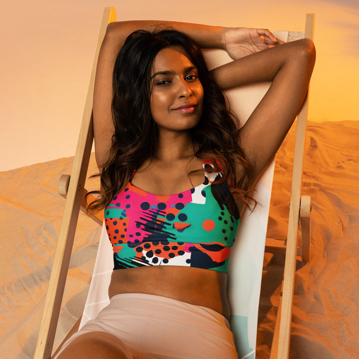 [GeoModa] Digital Chaos Longline Sports Bra Sports Bra The Hyper Culture