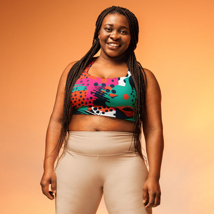 [GeoModa] Digital Chaos Longline Sports Bra Sports Bra The Hyper Culture