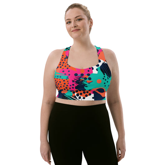 [GeoModa] Digital Chaos Longline Sports Bra Sports Bra The Hyper Culture