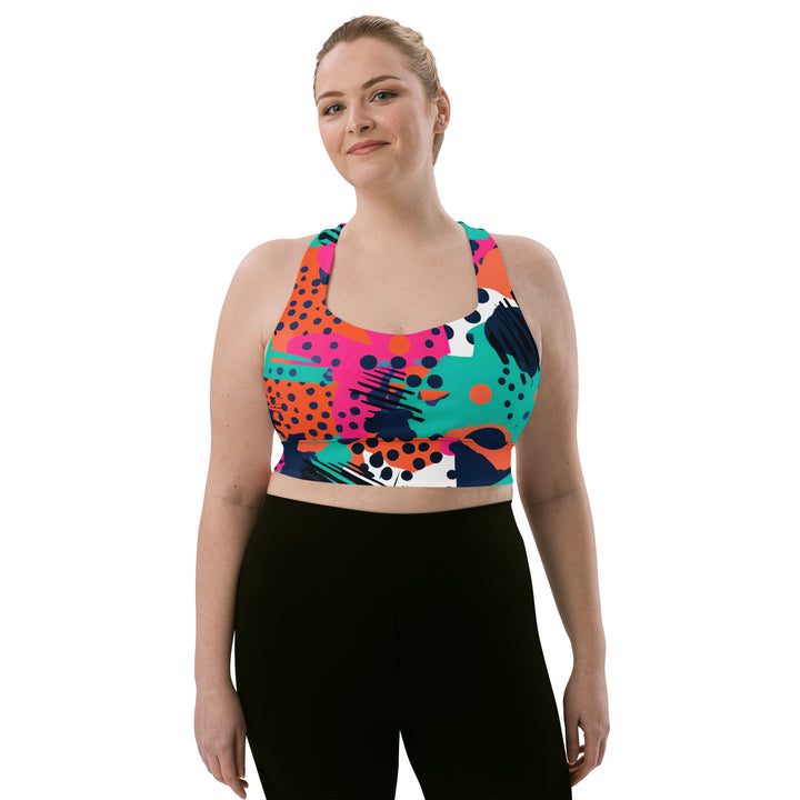 [GeoModa] Digital Chaos Longline Sports Bra Sports Bra The Hyper Culture