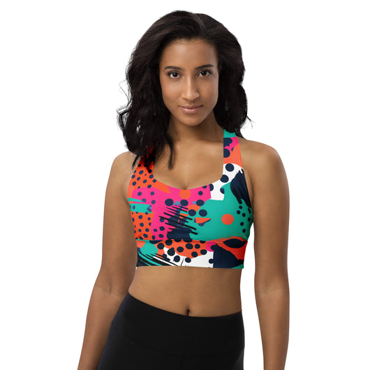 [GeoModa] Digital Chaos Longline Sports Bra Sports Bra The Hyper Culture