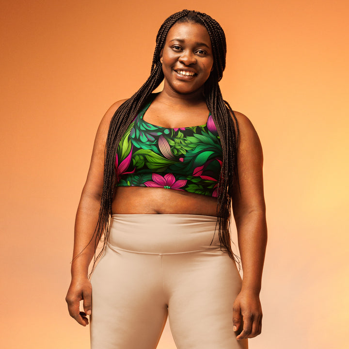 [Floral Bloom] Wild Flora Longline sports bra Sports Bra The Hyper Culture