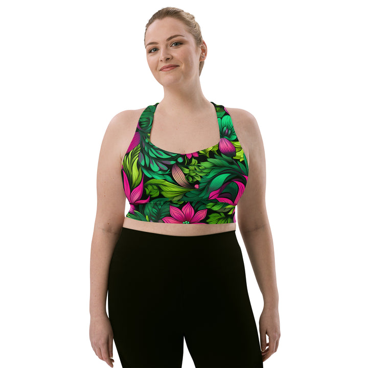 [Floral Bloom] Wild Flora Longline sports bra Sports Bra The Hyper Culture