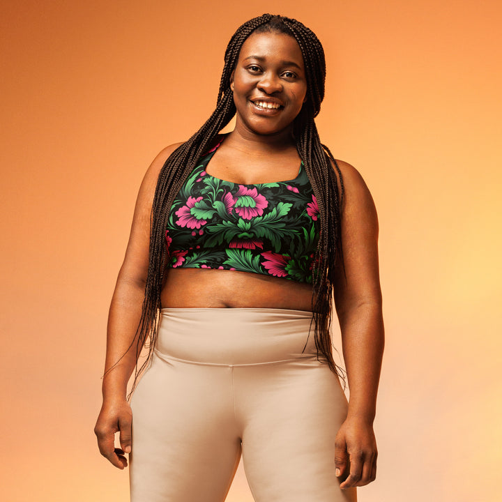 [Floral Bloom] Mystic Flora Longline Sports Bra Sports Bra The Hyper Culture