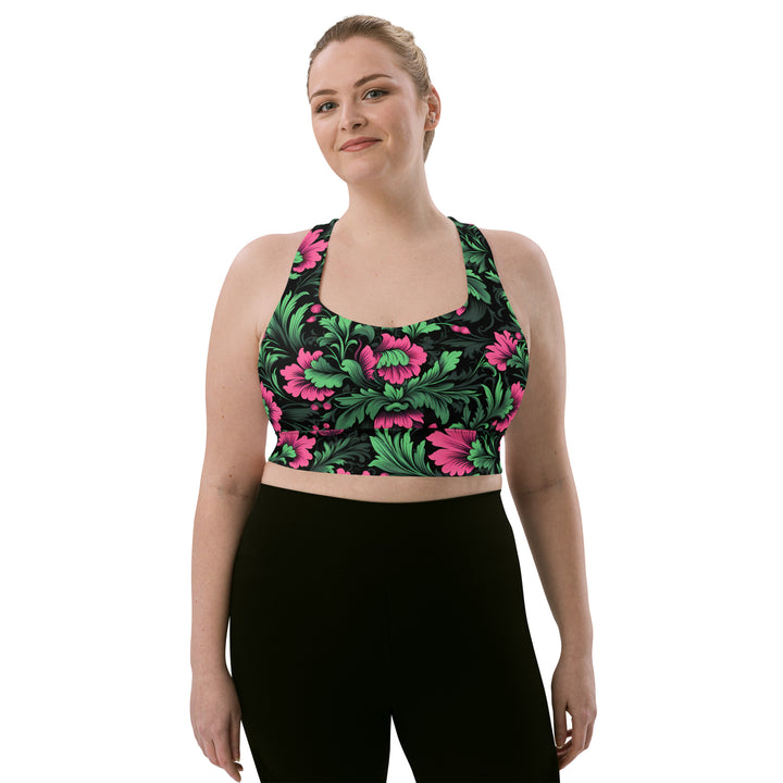 [Floral Bloom] Mystic Flora Longline Sports Bra Sports Bra The Hyper Culture
