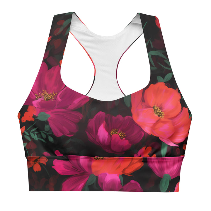 [Floral Bloom] Night Flora Longline sports bra Sports Bra The Hyper Culture