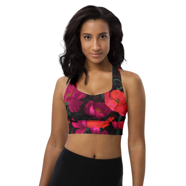 [Floral Bloom] Night Flora Longline sports bra Sports Bra The Hyper Culture