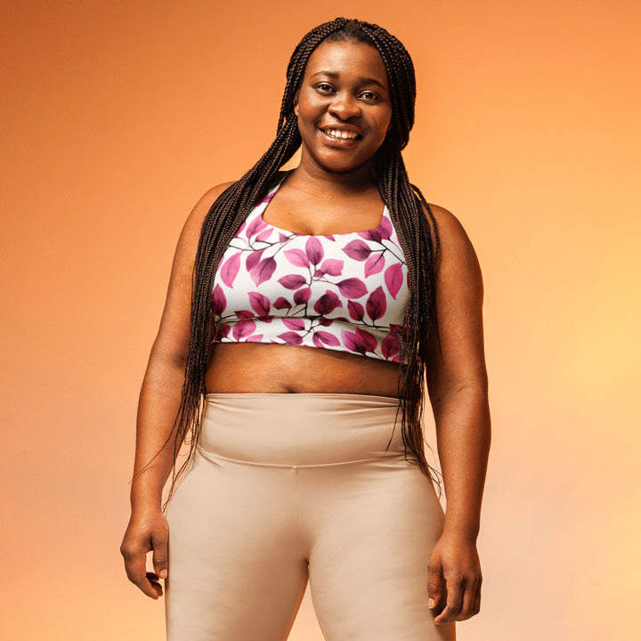[Floral Bloom] Love Leaf Longline Sports Bra Sports Bra The Hyper Culture