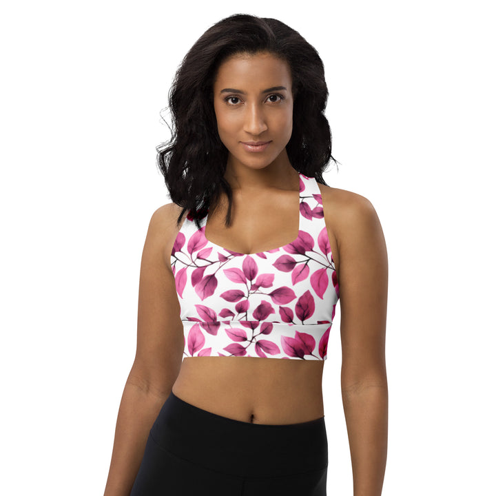 [Floral Bloom] Love Leaf Longline Sports Bra Sports Bra The Hyper Culture