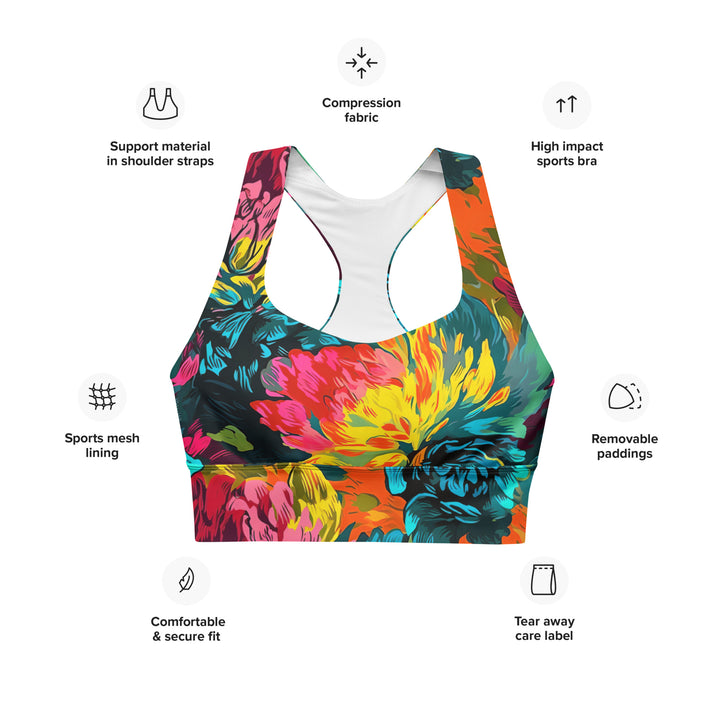 [Floral Bloom] Neon Longline Sports Bra Sports Bra The Hyper Culture