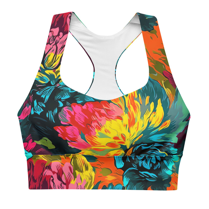 [Floral Bloom] Neon Longline Sports Bra Sports Bra The Hyper Culture
