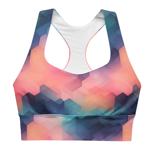 [GeoModa] Cubic Blush Longline Sports Bra Sports Bra The Hyper Culture