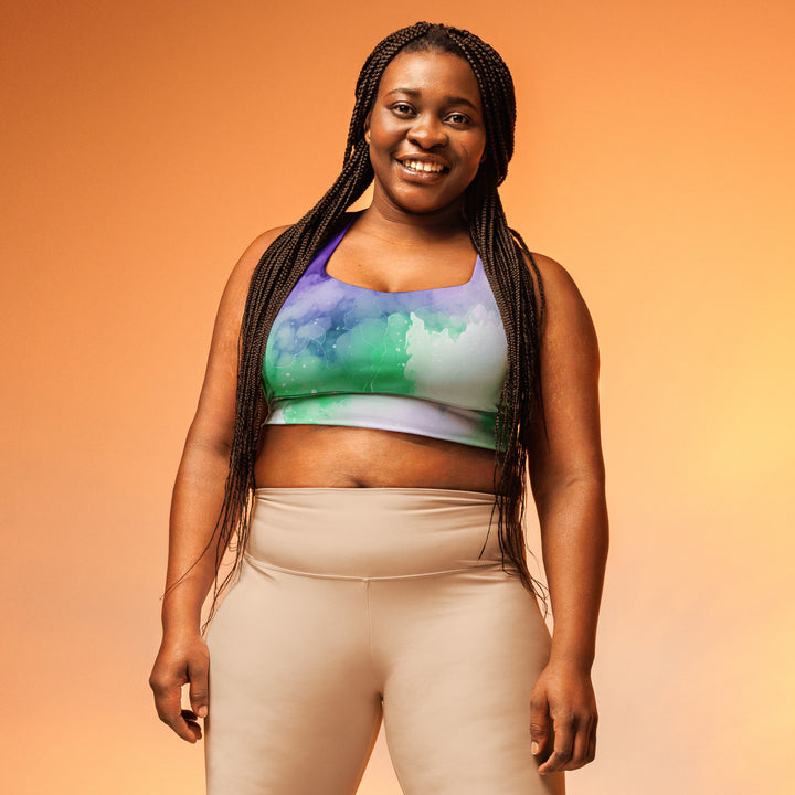 [Luxe Chic] Inky Spill Longline Sports Bra Sports Bra The Hyper Culture