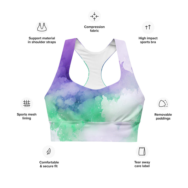 [Luxe Chic] Inky Spill Longline Sports Bra Sports Bra The Hyper Culture