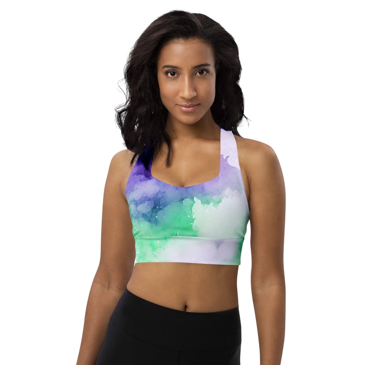 [Luxe Chic] Inky Spill Longline Sports Bra Sports Bra The Hyper Culture