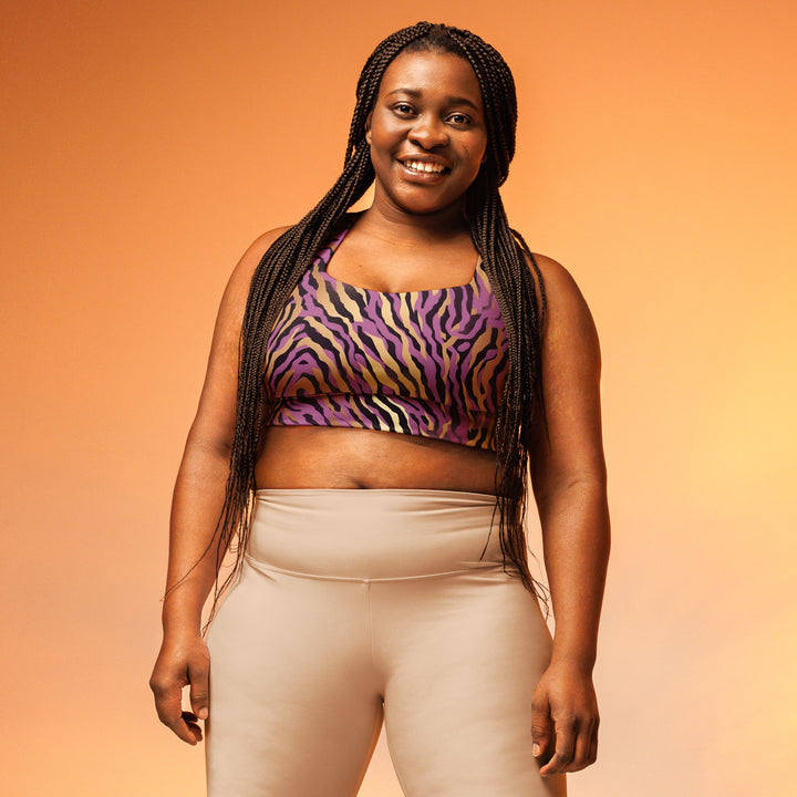 [Wild Side] Purple Stripie Longline Sports Bra Sports Bra The Hyper Culture