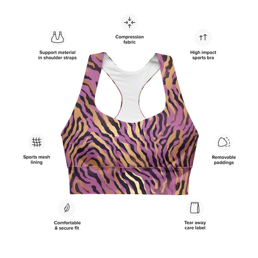 [Wild Side] Purple Stripie Longline Sports Bra Sports Bra The Hyper Culture
