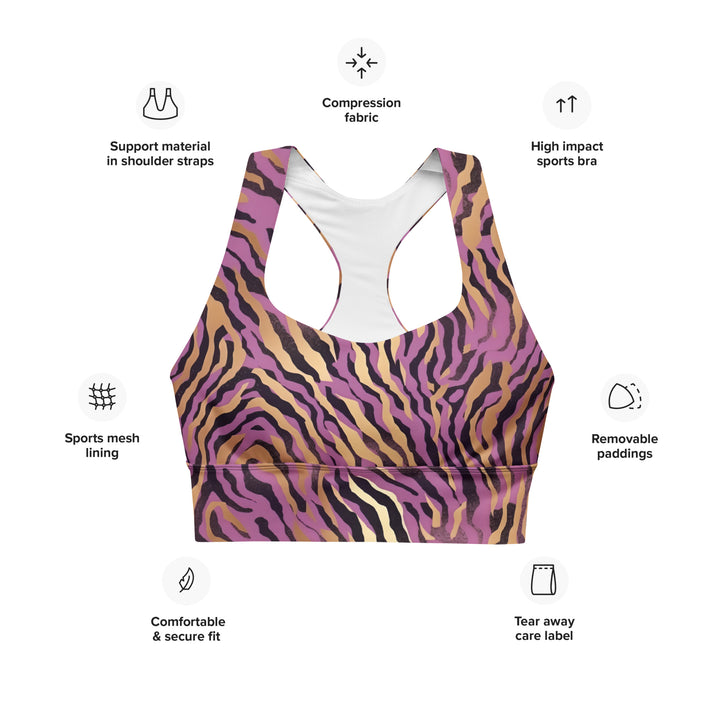 [Wild Side] Purple Stripie Longline Sports Bra Sports Bra The Hyper Culture