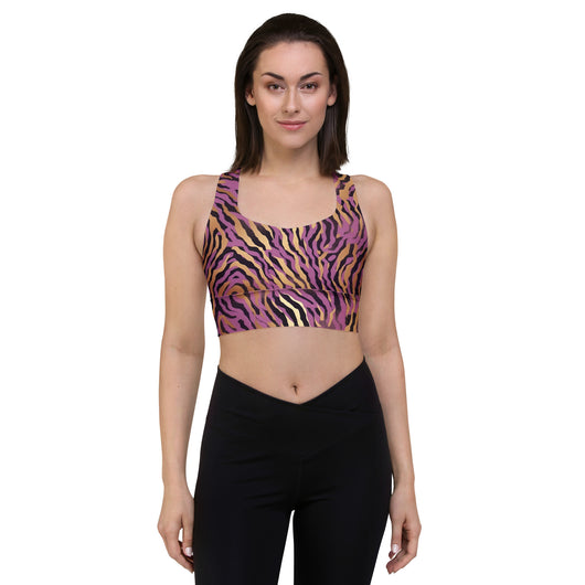 [Wild Side] Purple Stripie Longline Sports Bra Sports Bra The Hyper Culture
