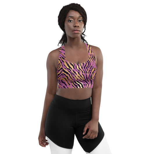 [Wild Side] Purple Stripie Longline Sports Bra Sports Bra The Hyper Culture
