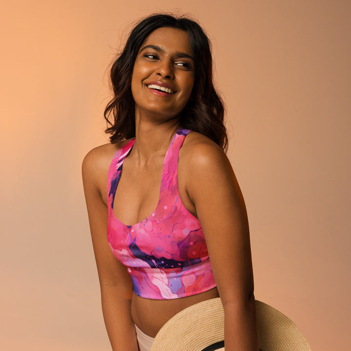 [Luxe Chic] Blush Galactic Longline Sports Bra Sports Bra The Hyper Culture