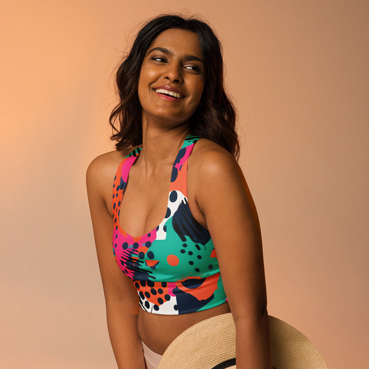 [GeoModa] Digital Chaos Longline Sports Bra Sports Bra The Hyper Culture