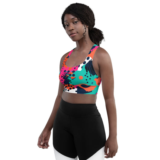 [GeoModa] Digital Chaos Longline Sports Bra Sports Bra The Hyper Culture