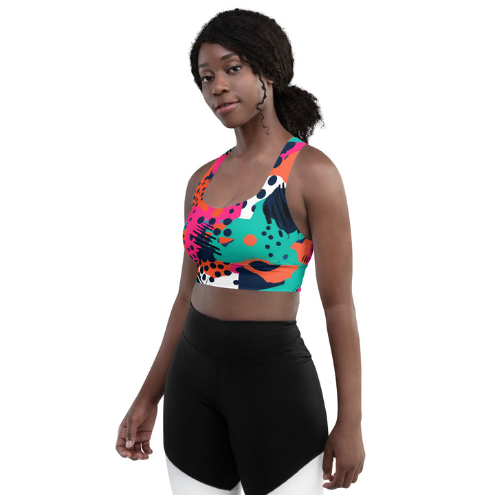 [GeoModa] Digital Chaos Longline Sports Bra Sports Bra The Hyper Culture
