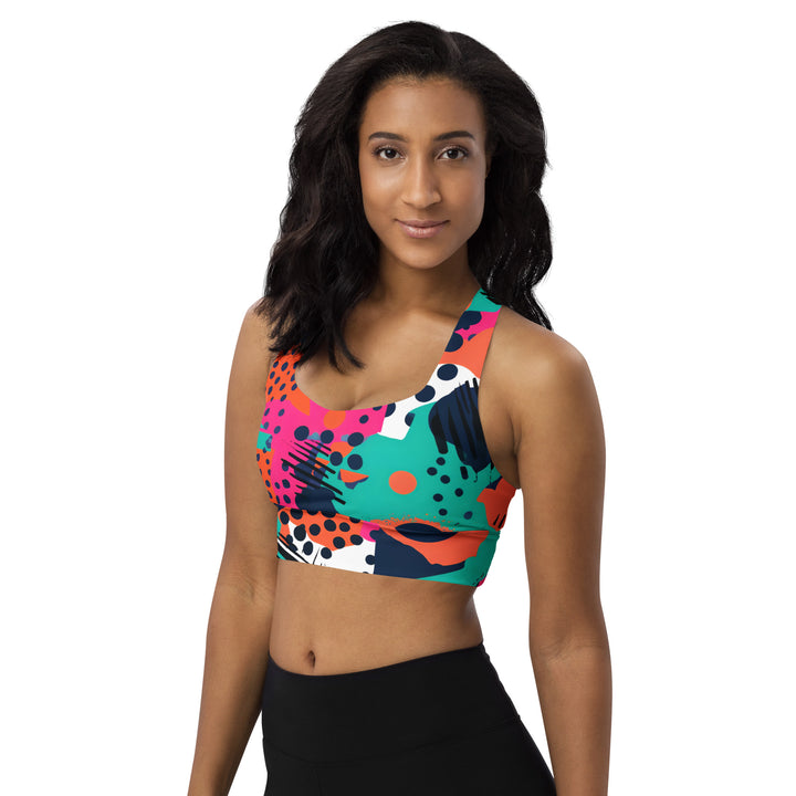 [GeoModa] Digital Chaos Longline Sports Bra Sports Bra The Hyper Culture